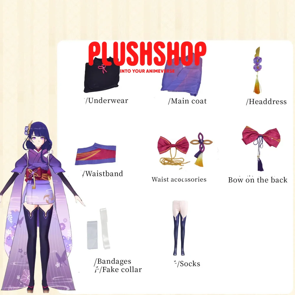 Genshin Impact Raiden Cosplay Outfit Clothes Full Set - Image 4